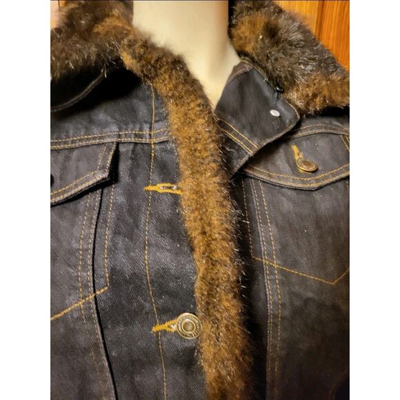 Women’s Jean Denim Vest Faux Fur Trim Collar Removable Size M - Picture 5 of 13